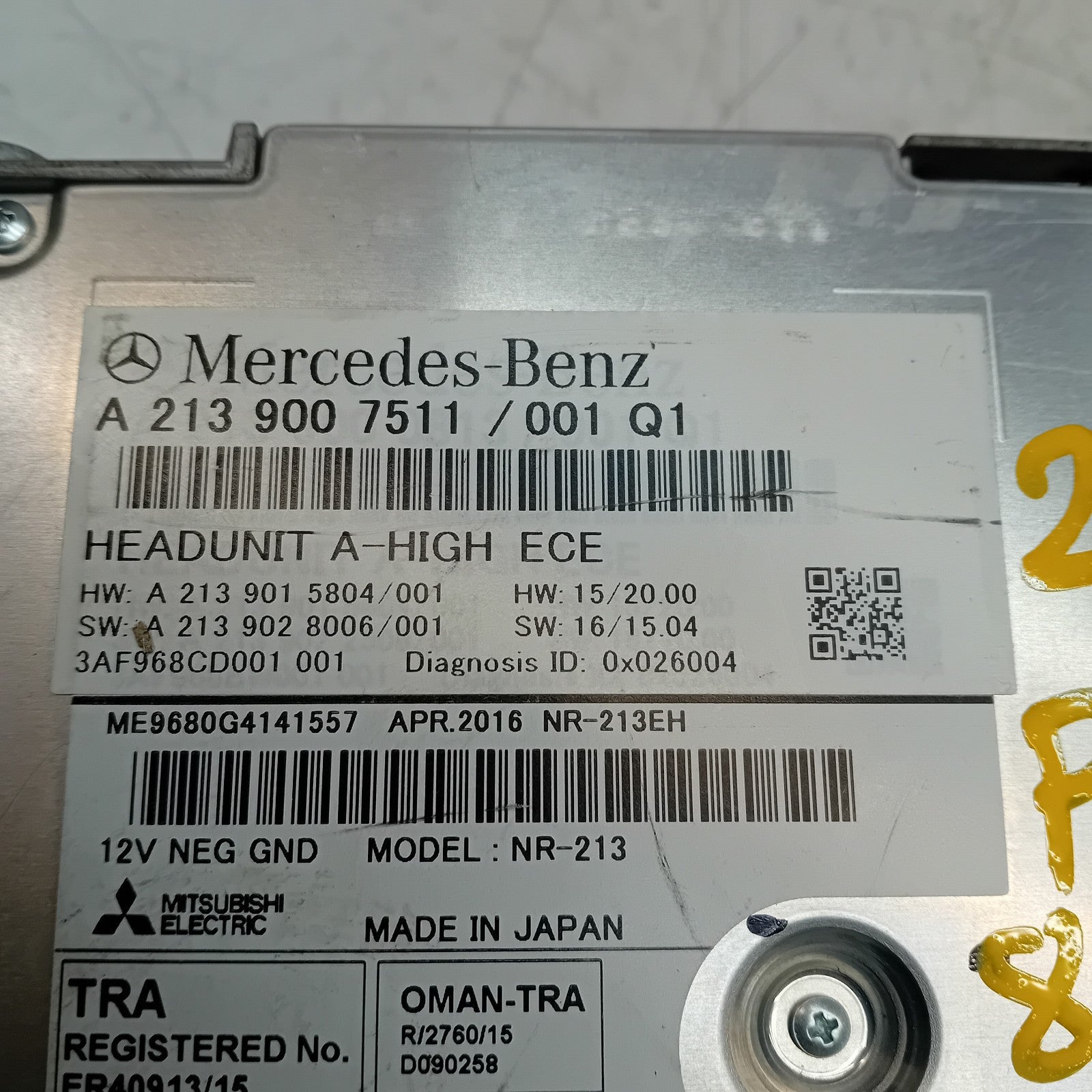 MERCEDES BENZ E-CLASS W213 2016 RADIO CD STEREO HEAD UNIT A2139007511 FM00899