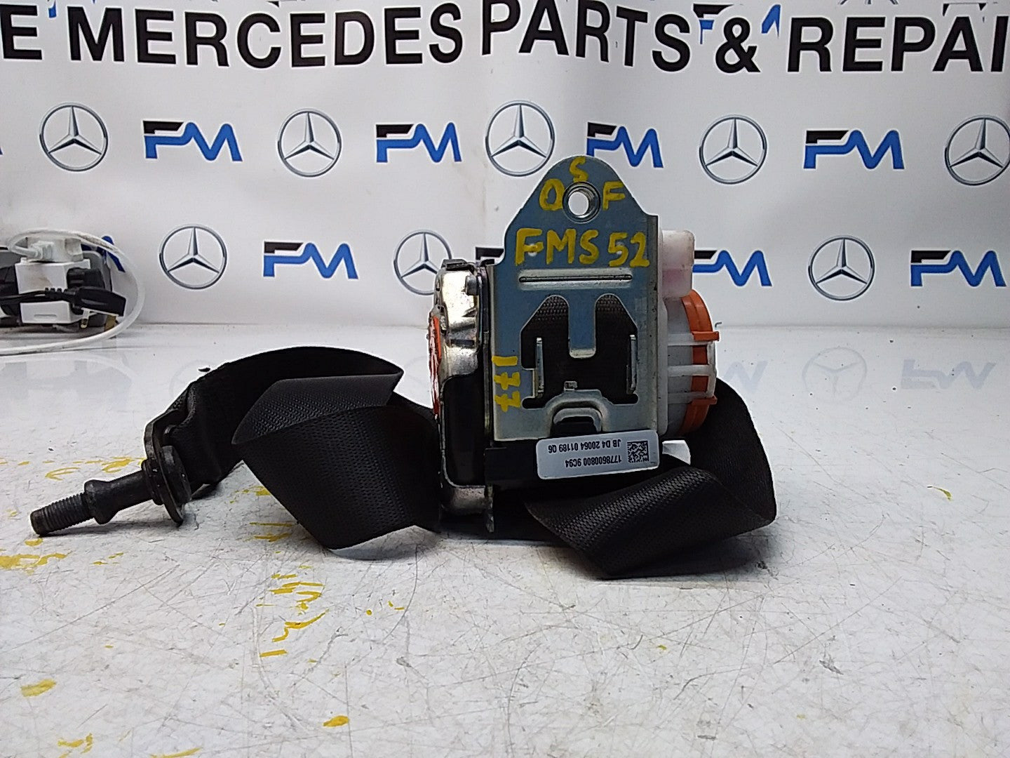 MERCEDES A CLASS  FRONT RIGHT SEAT BELT WITH PRETENSIONER A1778600800 FMS52 OSF