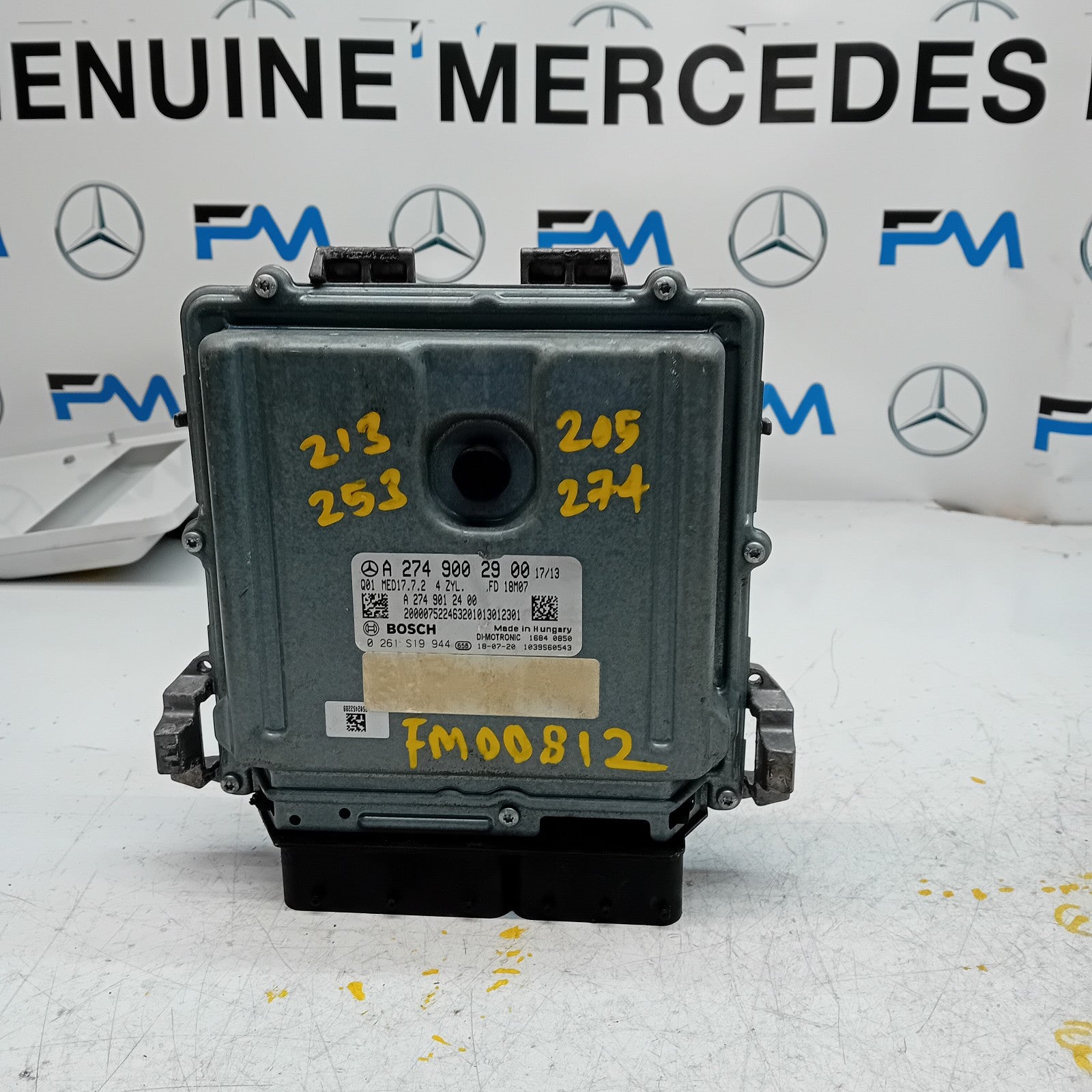 MERCEDES  C-CLASS 2015 ENGINE  ECU CONTROL MODULE A2749002900 FM00812
