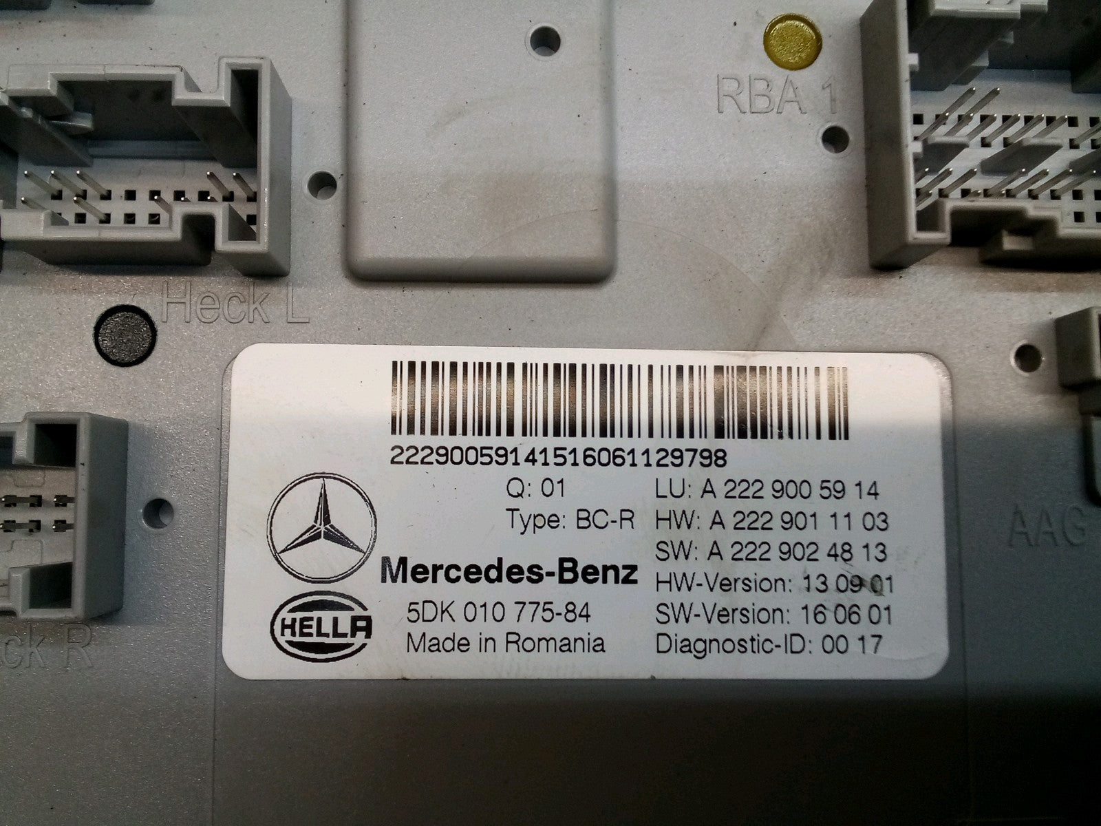 MERCEDES S-CLASS REAR SAM CONTROL MODULE W222 A2229005914 FM00768