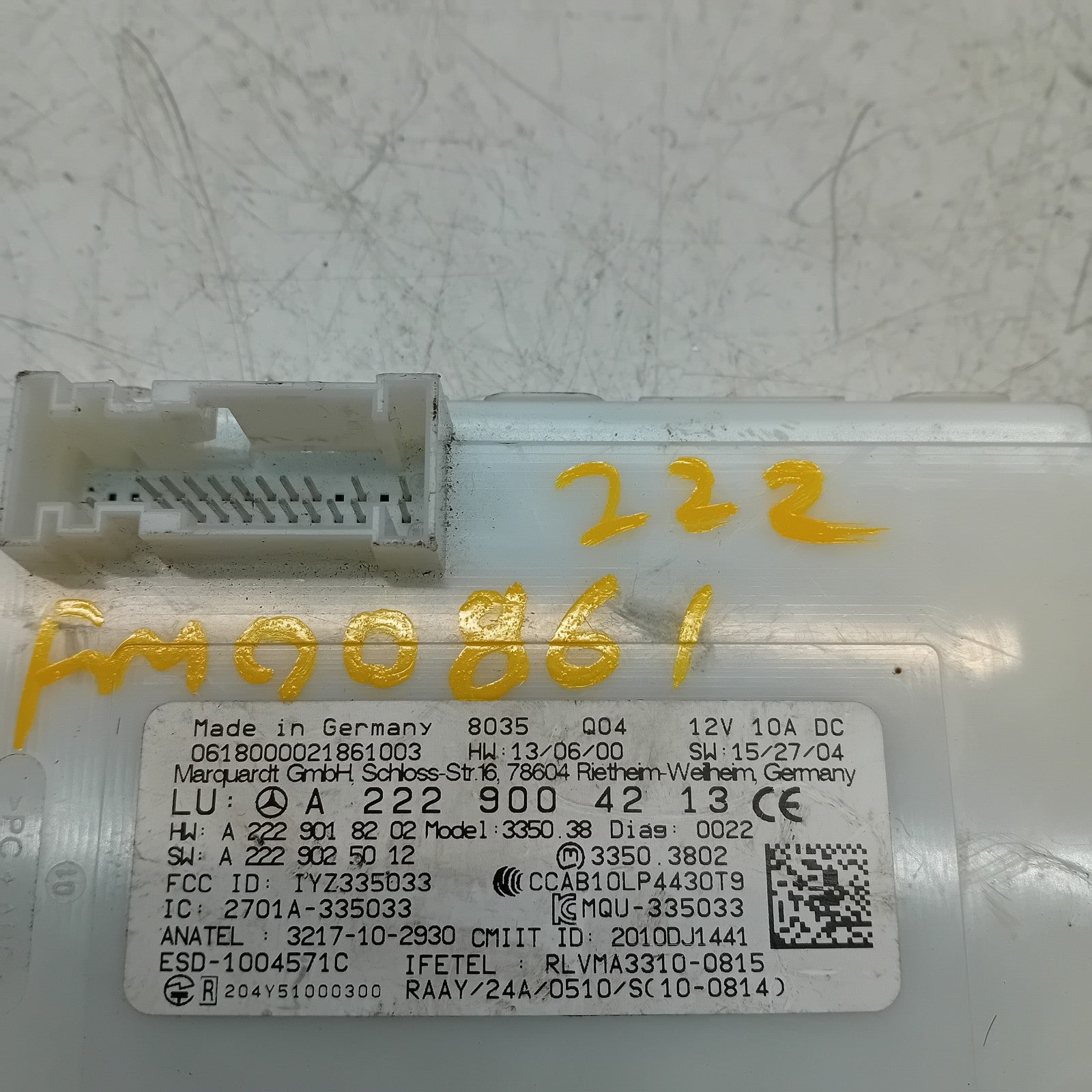 MERCEDES BENZ S-CLASS KEYLESS GO CONTROL UNIT W222 A2229004213 FM00861
