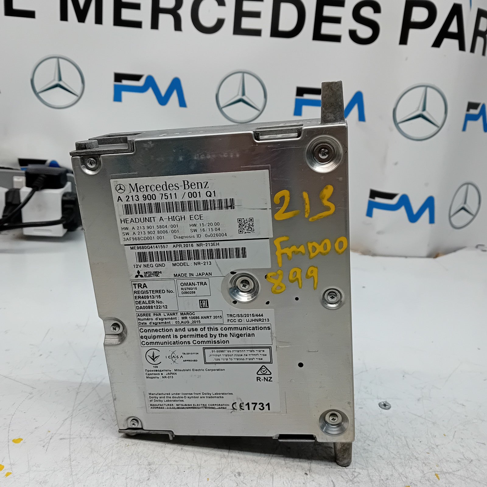 MERCEDES BENZ E-CLASS W213 2016 RADIO CD STEREO HEAD UNIT A2139007511 FM00899