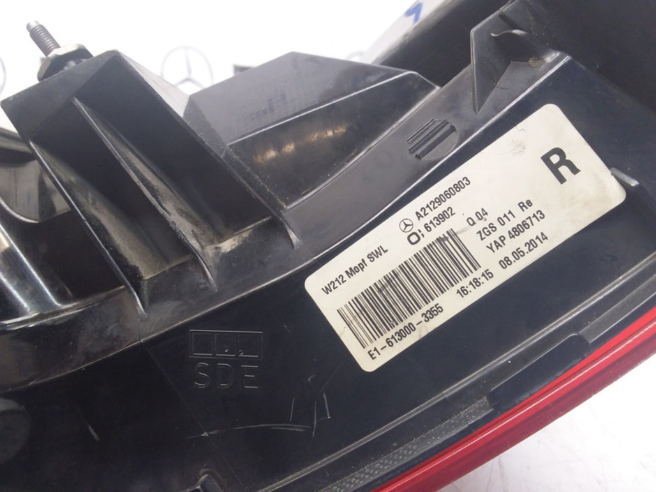 MERCEDES E-CLASS W212 REAR DRIVER O/S TAIL LIGHT A2129060803 2014 FMT84