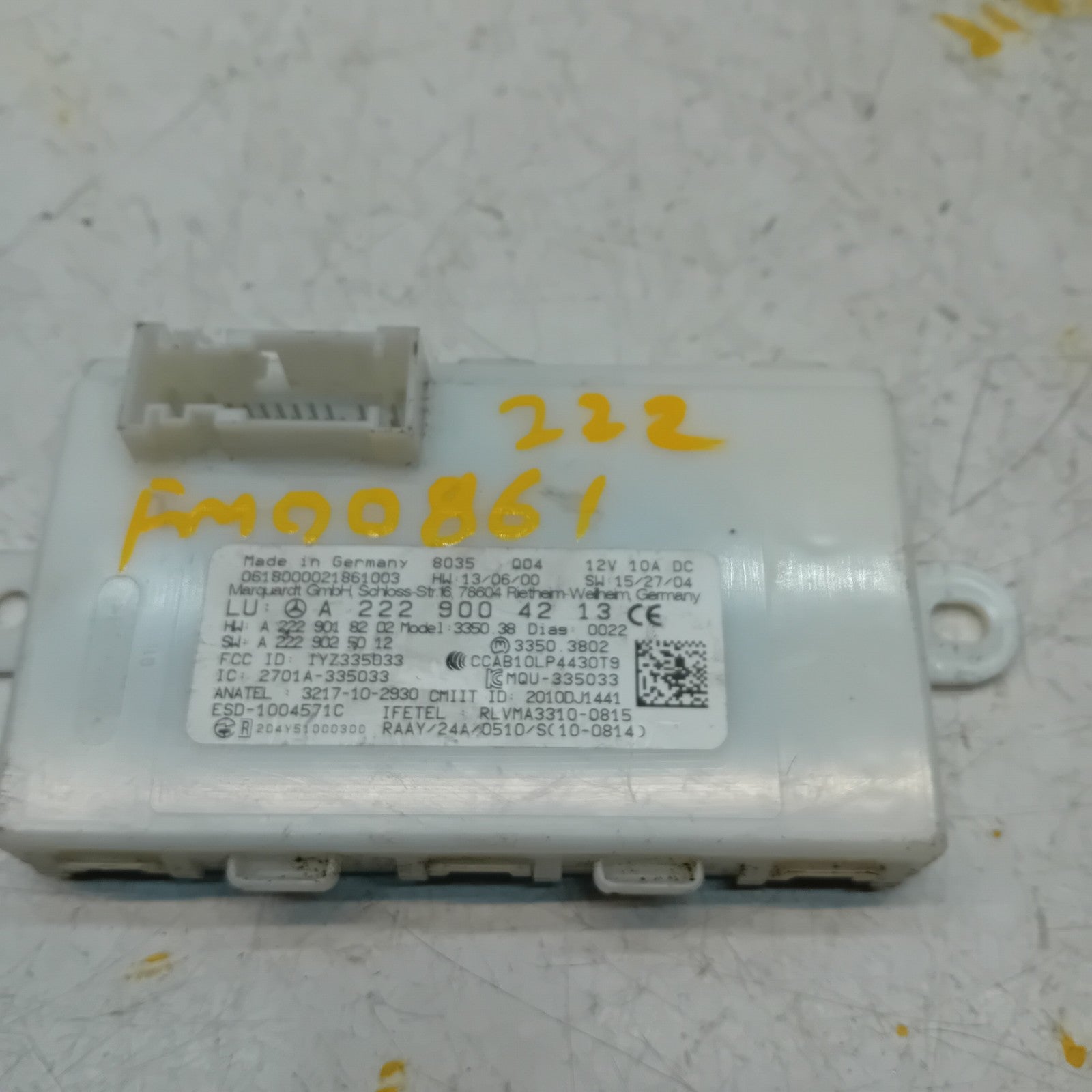 MERCEDES BENZ S-CLASS KEYLESS GO CONTROL UNIT W222 A2229004213 FM00861