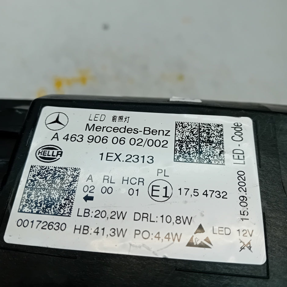MERCEDES G-CLASS W463 LED HEADLIGHT DRIVER SIDE OS A4639060602 2020 FMT195