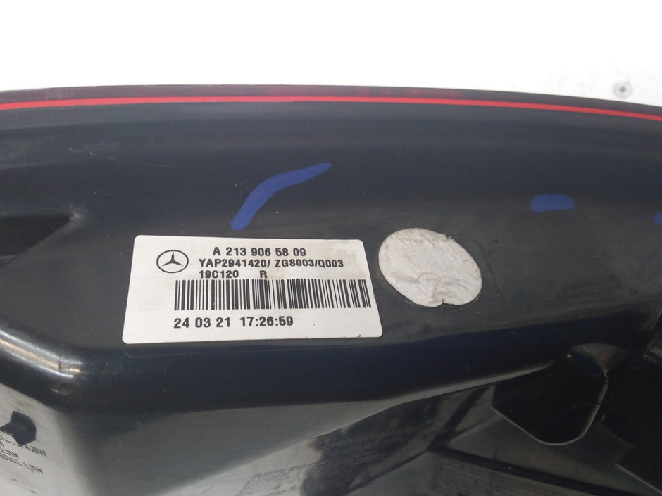 MERCEDES E-CLASS W213 DRIVER SIDE OS REAR TAIL LIGHT A2139065809 2021 FMT98