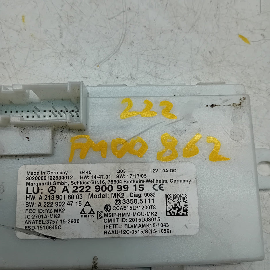 MERCEDES BENZ S-CLASS KEYLESS GO CONTROL UNIT W222 A2229009915 FM00862