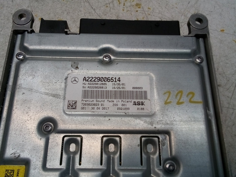 MERCEDES BENZ S-CLASS W222 PREMIUM SOUND SYSTEM AMPLIFIER A2229006514 FM00801