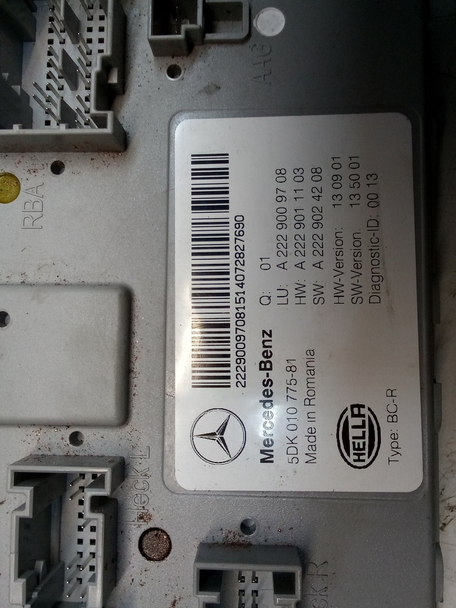 MERCEDES S-CLASS REAR SAM CONTROL MODULE W222 A2229009708 FM00767